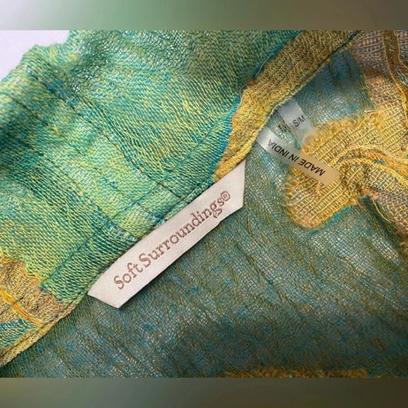 Soft Surroundings Womens Vest Topper Sleeveless Cardigan Wool Green Gold - Picture 6 of 9